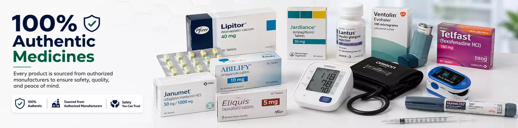 Buy authentic medicines online with fast home delivery featuring genuine prescription medications and diagnostic healthcare devices.